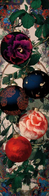 Free printable Christmas bookmarks of dark muted Christmas ornaments